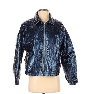 Urban Outfitters Metallic Blue Bomber Jacket